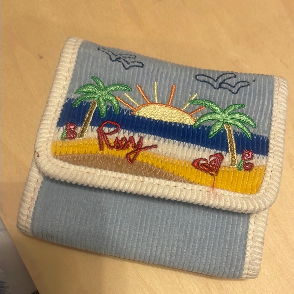 Roxy Tropical Embroidered Wallet - Blue and Multicolor